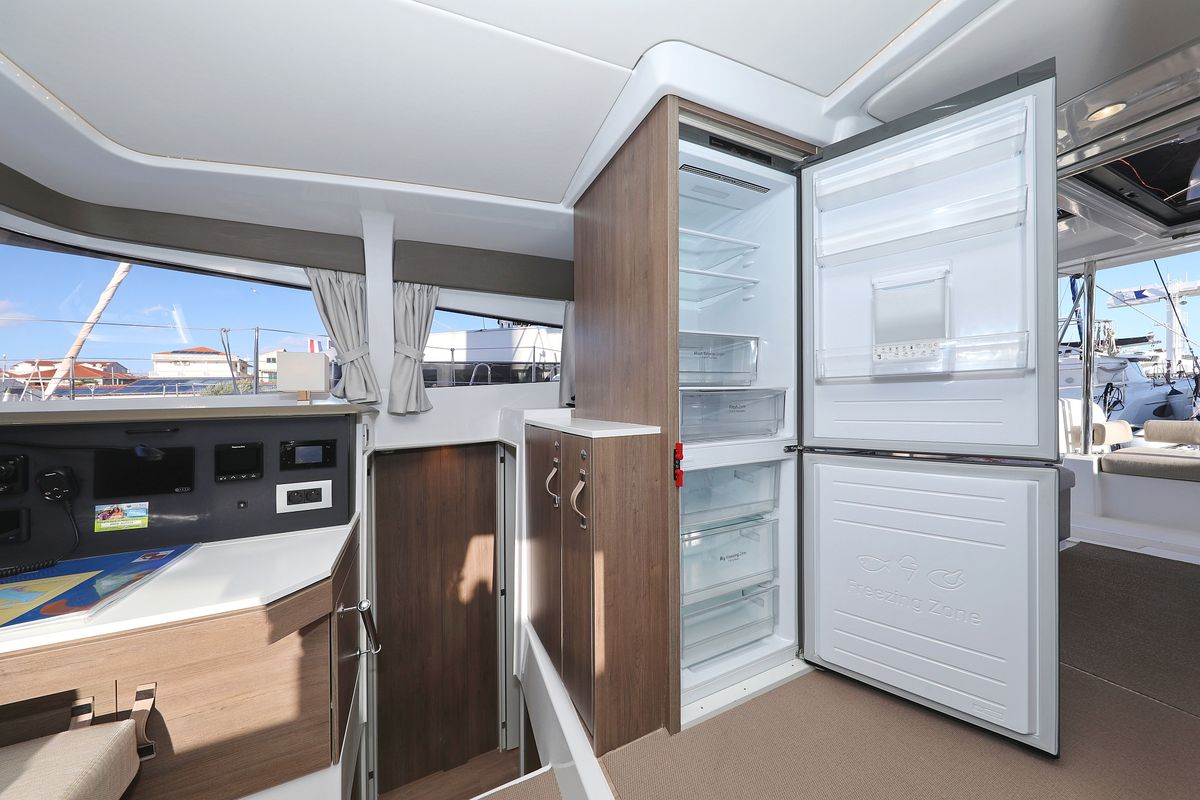 Galley of Aurora, a Bali 4.2 catamaran at Grad Vodice, Croatia