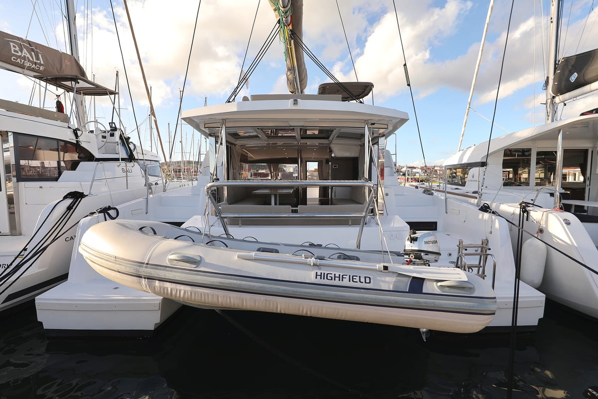 Exterior view of Aurora, a Bali 4.2 catamaran at Grad Vodice, Croatia