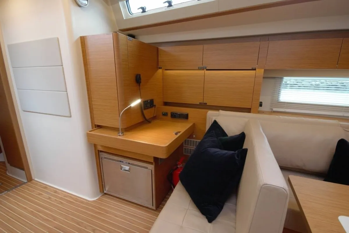 Salon of Eclipse, a Hanse Yachts Hanse 588 sailboat at Athens, Greece
