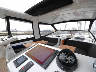 Cockpit of Eclipse, a Hanse Yachts Hanse 588 sailboat at Athens, Greece
