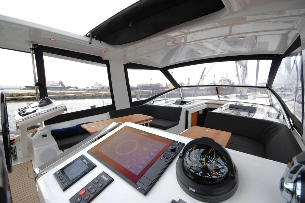 Cockpit of Eclipse, a Hanse Yachts Hanse 588 sailboat at Athens, Greece