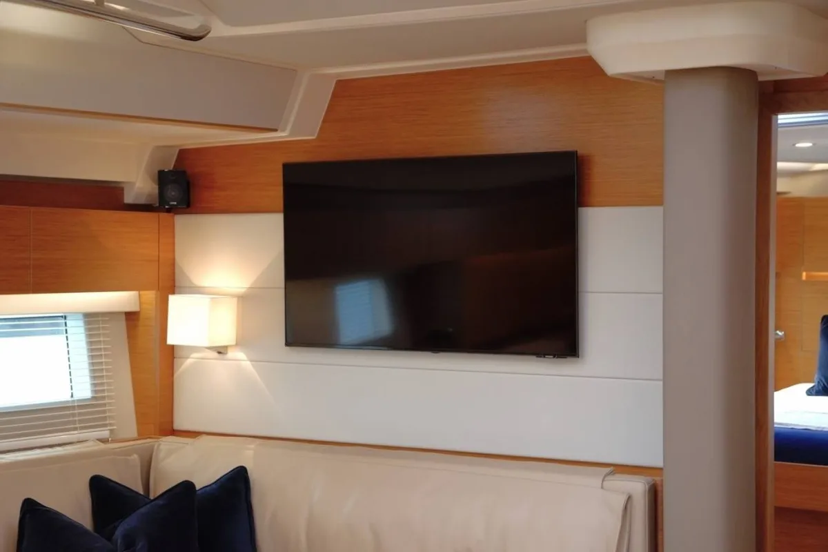 Salon of Eclipse, a Hanse Yachts Hanse 588 sailboat at Athens, Greece