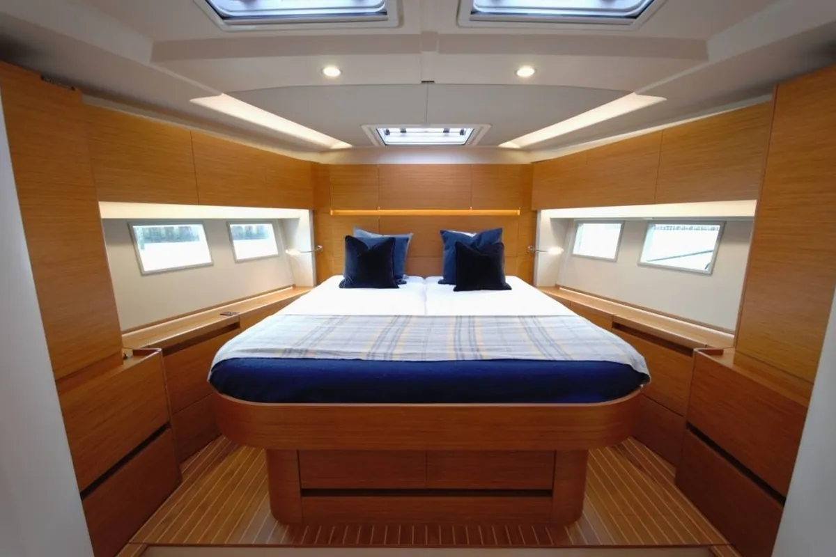 Cabin on Eclipse, a Hanse Yachts Hanse 588 sailboat at Athens, Greece