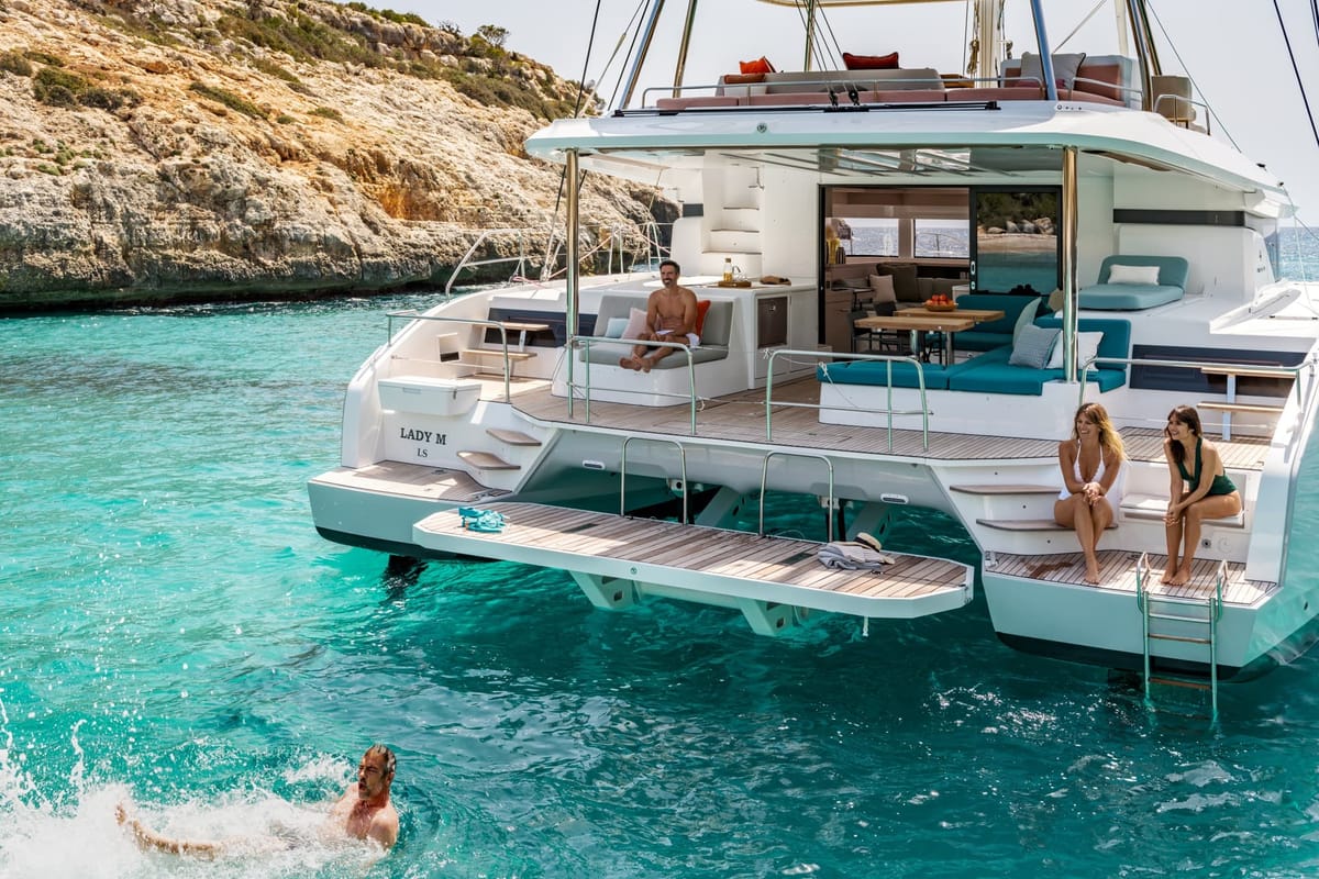 Deck of Seas The Day, a Lagoon 55 catamaran at Grad Kaštela, Croatia