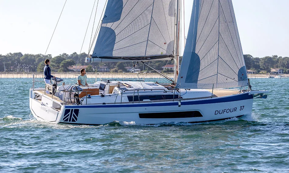 Exterior view of La Linea, a Dufour 37 sailboat at Seget Donji, Croatia