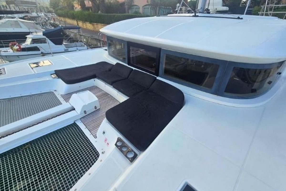 Deck of Thor, a Lagoon 50 catamaran at Olbia, Italy
