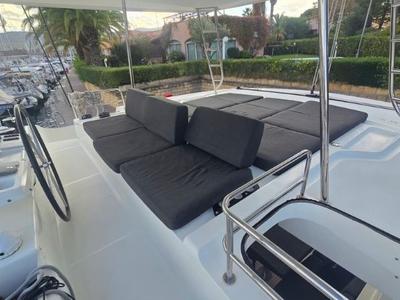 Cockpit of Thor, a Lagoon 50 catamaran at Olbia, Italy