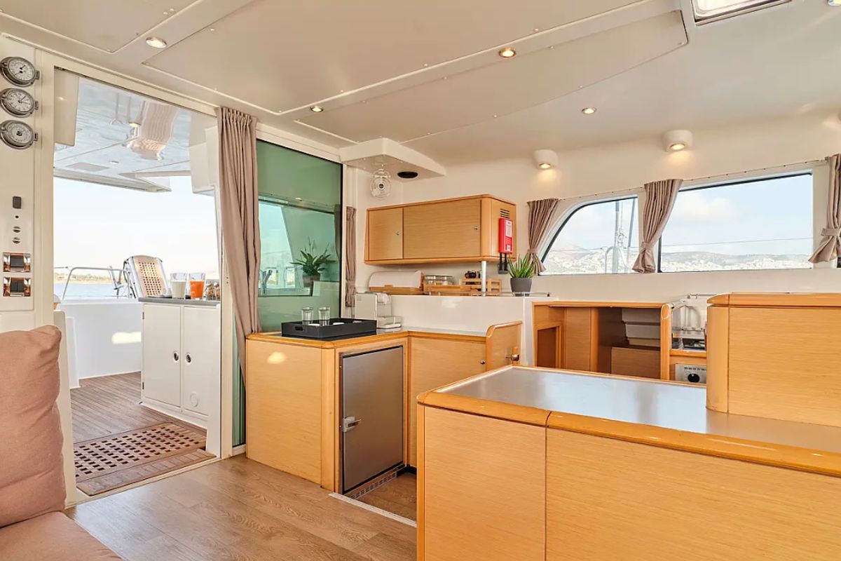 Galley of Sophia, a Lagoon 50 catamaran at Athens, Greece