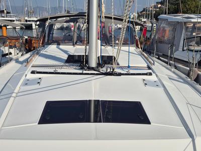 Deck of Kille, a Hanse Yachts Hanse 510 sailboat at Fethiye, Turkey