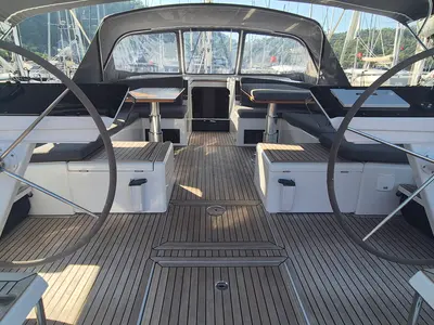 Cockpit of Kille, a Hanse Yachts Hanse 510 sailboat at Fethiye, Turkey