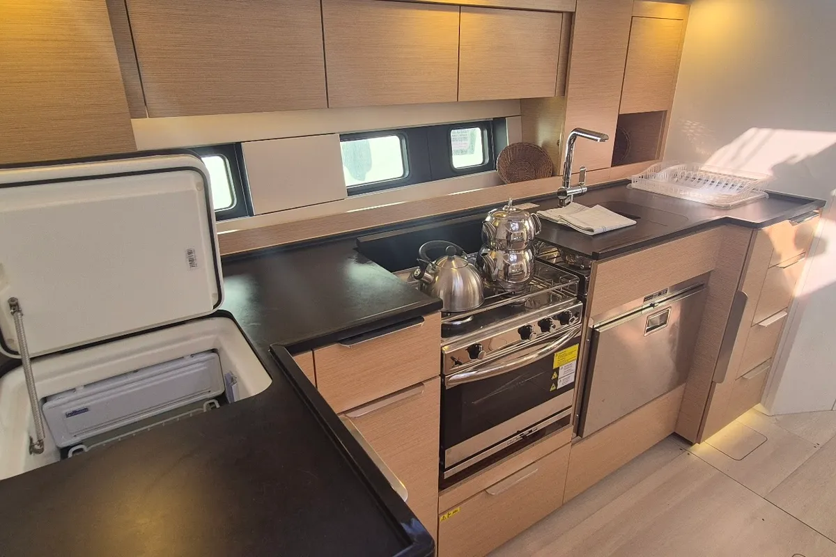 Galley of Kille, a Hanse Yachts Hanse 510 sailboat at Fethiye, Turkey