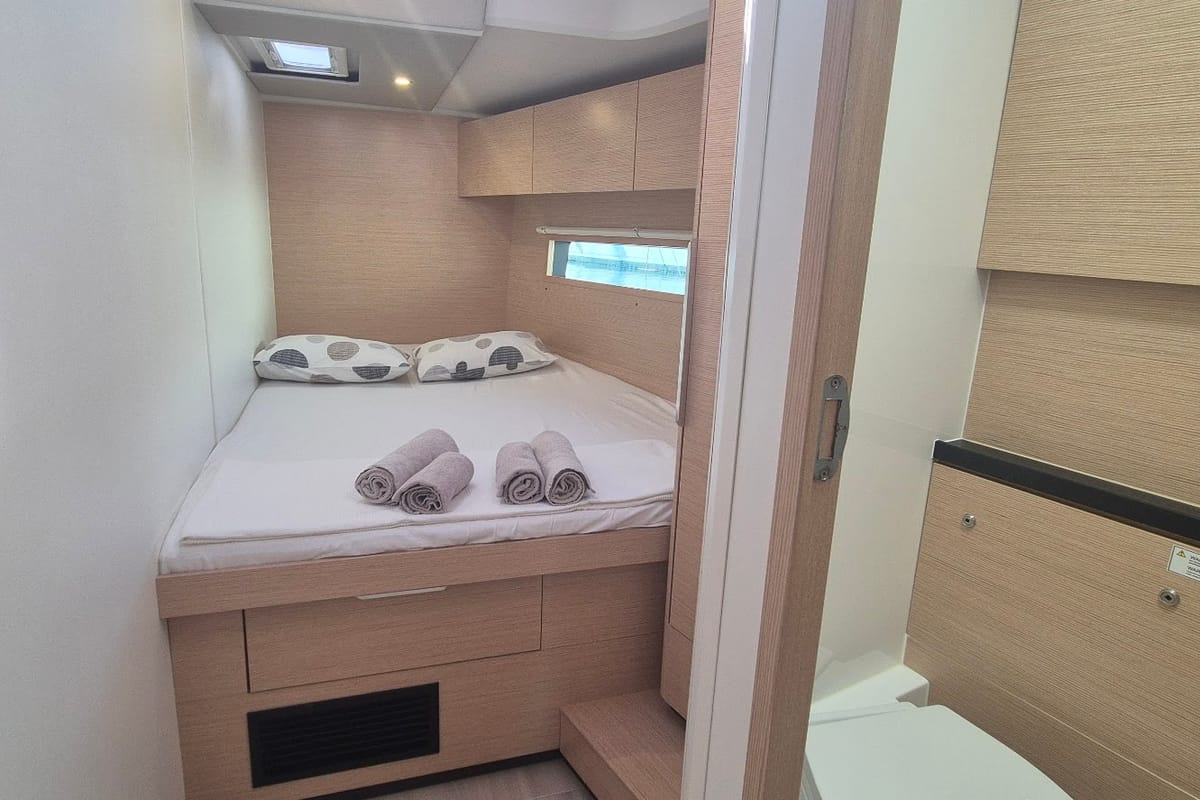 Cabin on Kille, a Hanse Yachts Hanse 510 sailboat at Fethiye, Turkey