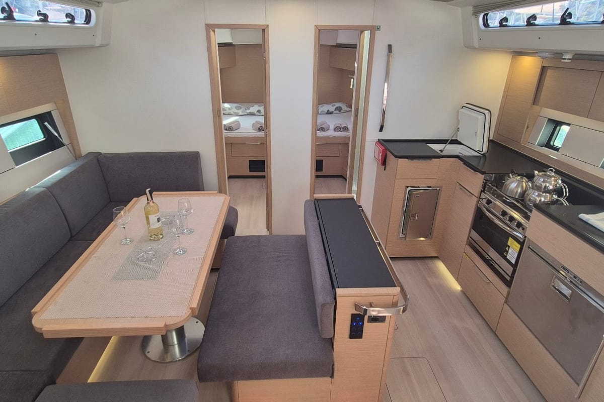Salon of Kille, a Hanse Yachts Hanse 510 sailboat at Fethiye, Turkey