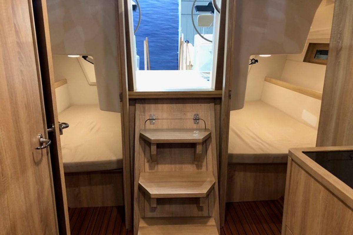 Cabin on Guttiau, a Viko S 35 sailboat at Poltu Quatu, Italy