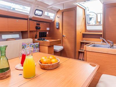 Salon of Smile Planet, a Dufour 360 Grand Large sailboat at Tonnarella, Italy