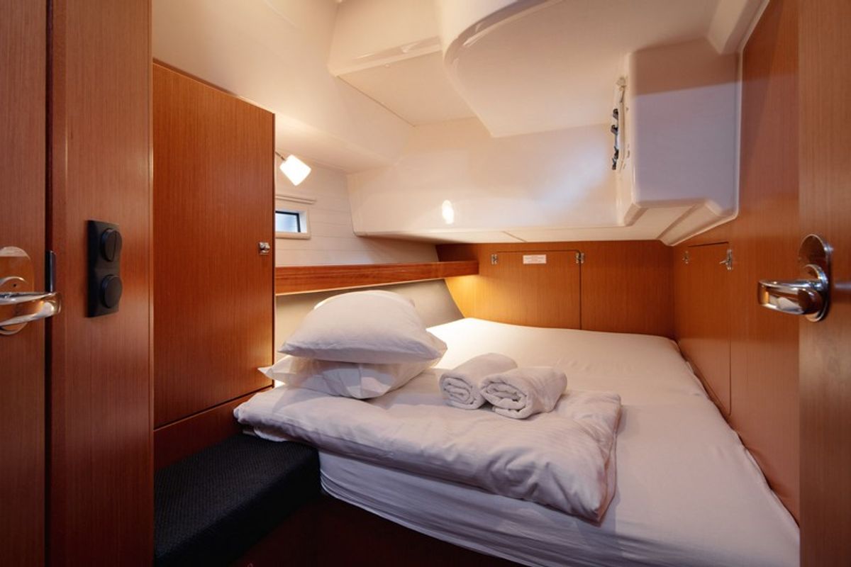 Cabin on JOSIP, a Bavaria Cruiser 46 sailboat at Split, Croatia