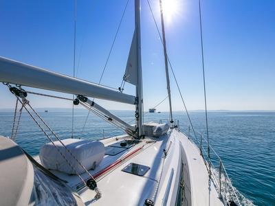 Deck of JOSIP, a Bavaria Cruiser 46 sailboat at Split, Croatia