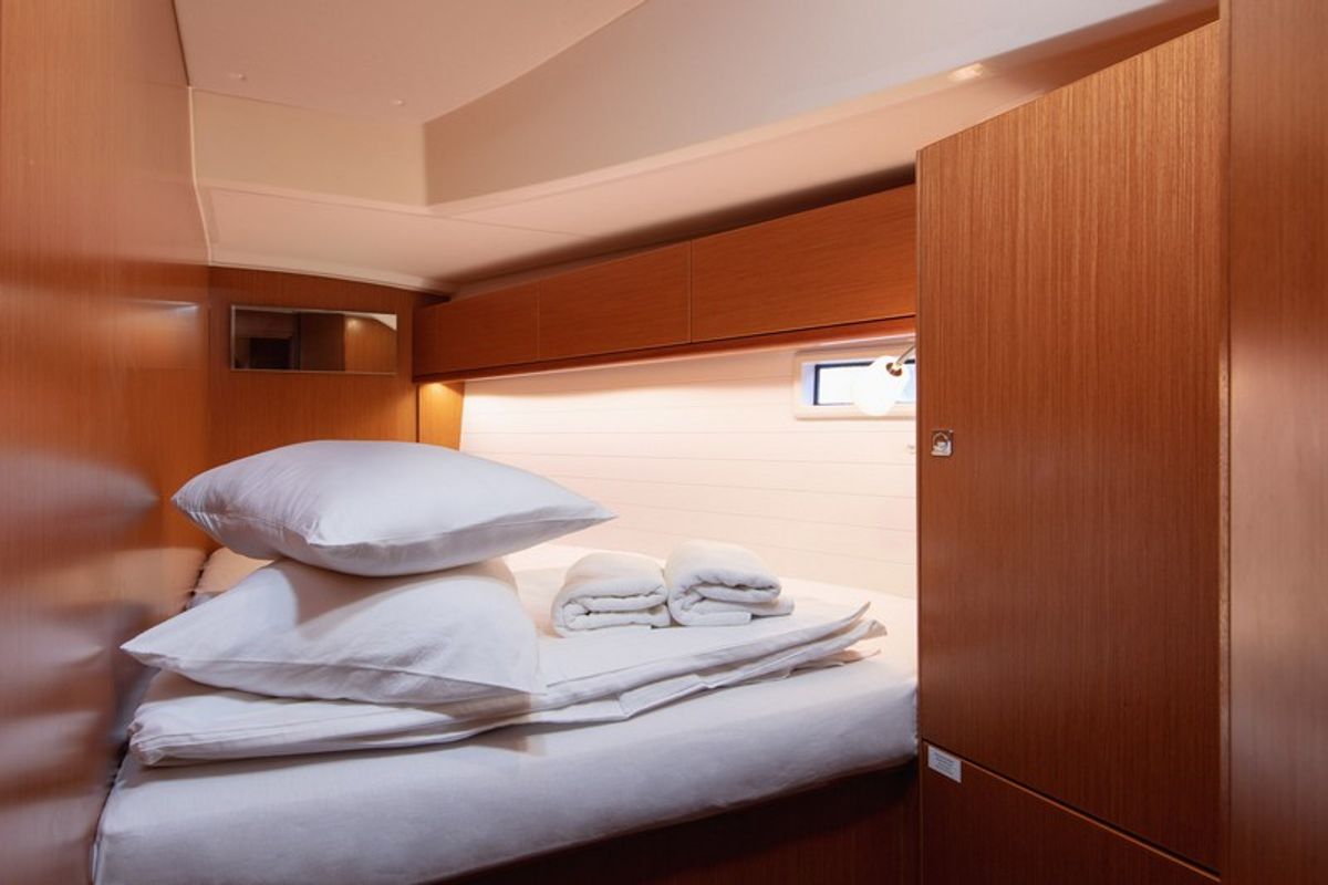 Cabin on JOSIP, a Bavaria Cruiser 46 sailboat at Split, Croatia
