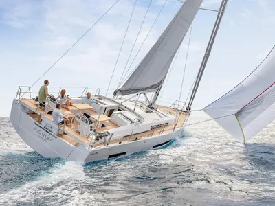 Exterior view of Balance, a Hanse Yachts Hanse 510 sailboat at Općina Sukošan, Croatia