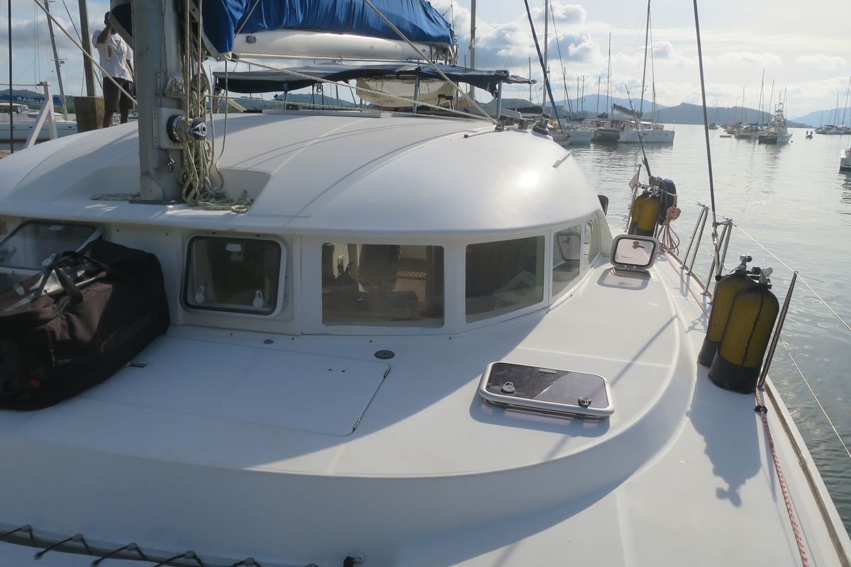 Deck of Classic, a Lagoon 380 catamaran at Ambatoloaka, Madagascar