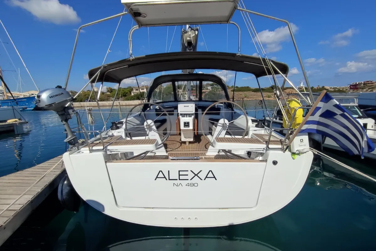 Exterior view of Alexa, a Hanse Yachts Hanse 418 sailboat at Lavreotiki Municipal Unit, Greece