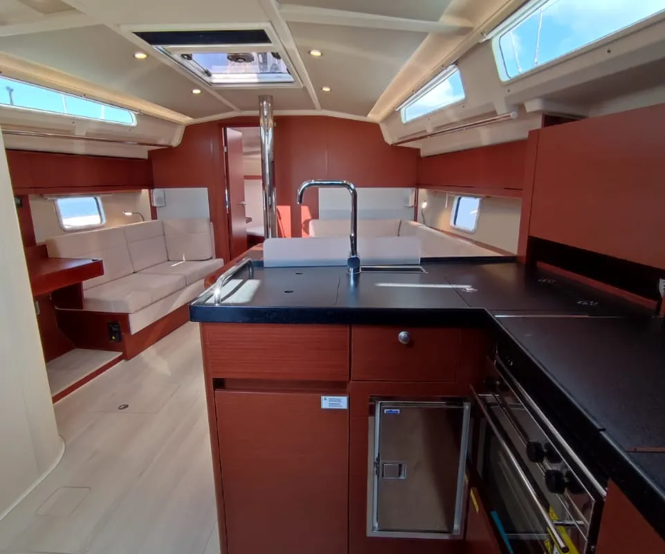 Galley of Alexa, a Hanse Yachts Hanse 418 sailboat at Lavreotiki Municipal Unit, Greece