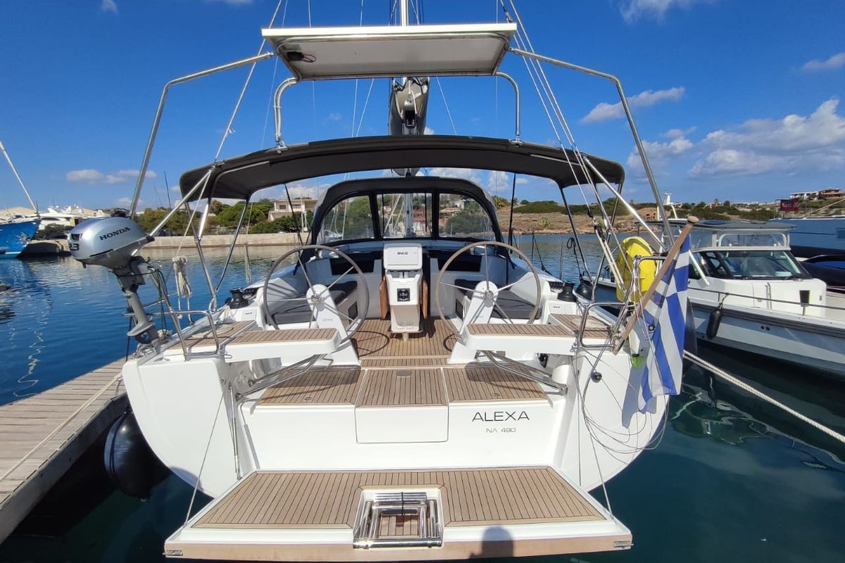 Exterior view of Alexa, a Hanse Yachts Hanse 418 sailboat at Lavreotiki Municipal Unit, Greece
