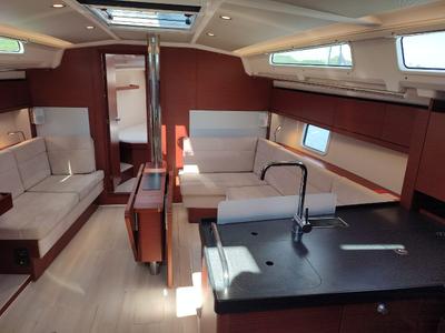 Salon of Alexa, a Hanse Yachts Hanse 418 sailboat at Lavreotiki Municipal Unit, Greece