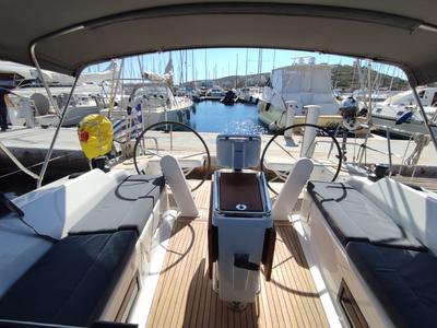 Cockpit of Alexa, a Hanse Yachts Hanse 418 sailboat at Lavreotiki Municipal Unit, Greece