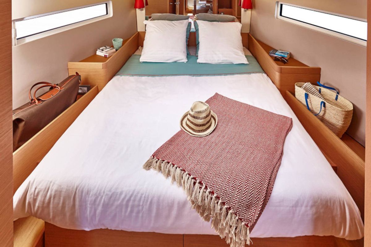 Cabin on Tolinho, a Jeanneau Sun Odyssey 440 sailboat at Municipal Unit of Rhodes, Greece