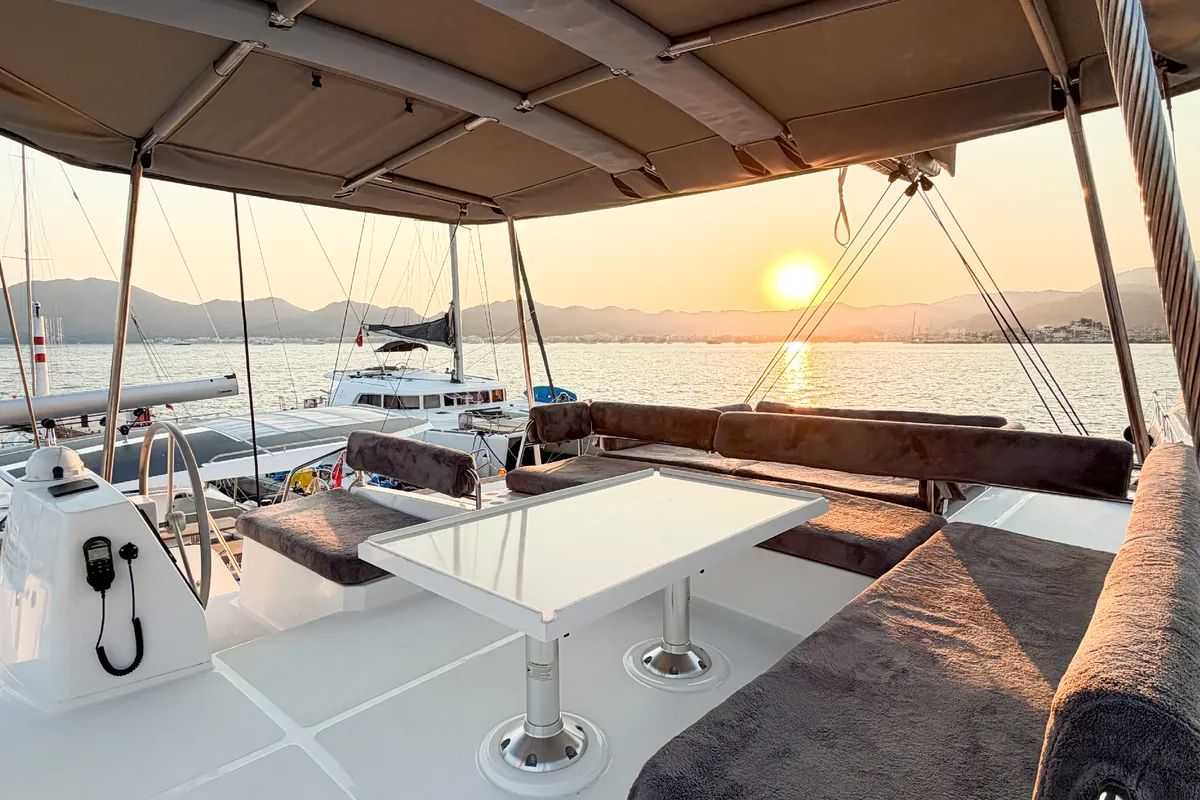 Luna 2, a Bali 4.8 catamaran at Marmaris, Turkey
