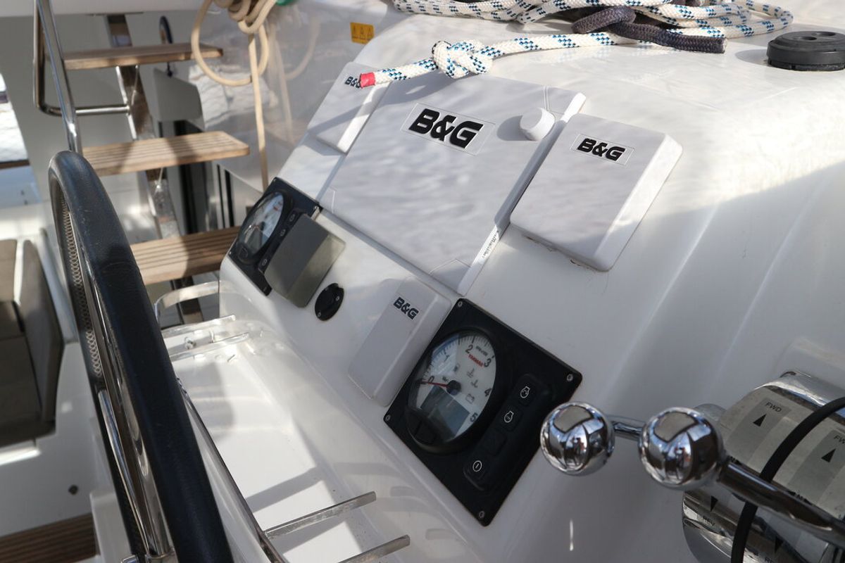 Salon of Vamos Elli, a Lagoon 450 S catamaran at Palma de Mallorca, Spain
