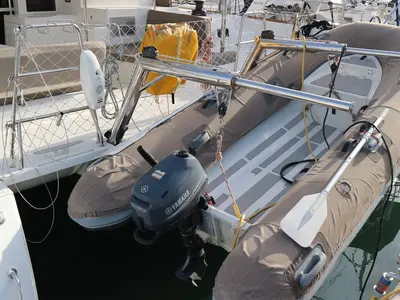 Deck of Vamos Elli, a Lagoon 450 S catamaran at Palma de Mallorca, Spain