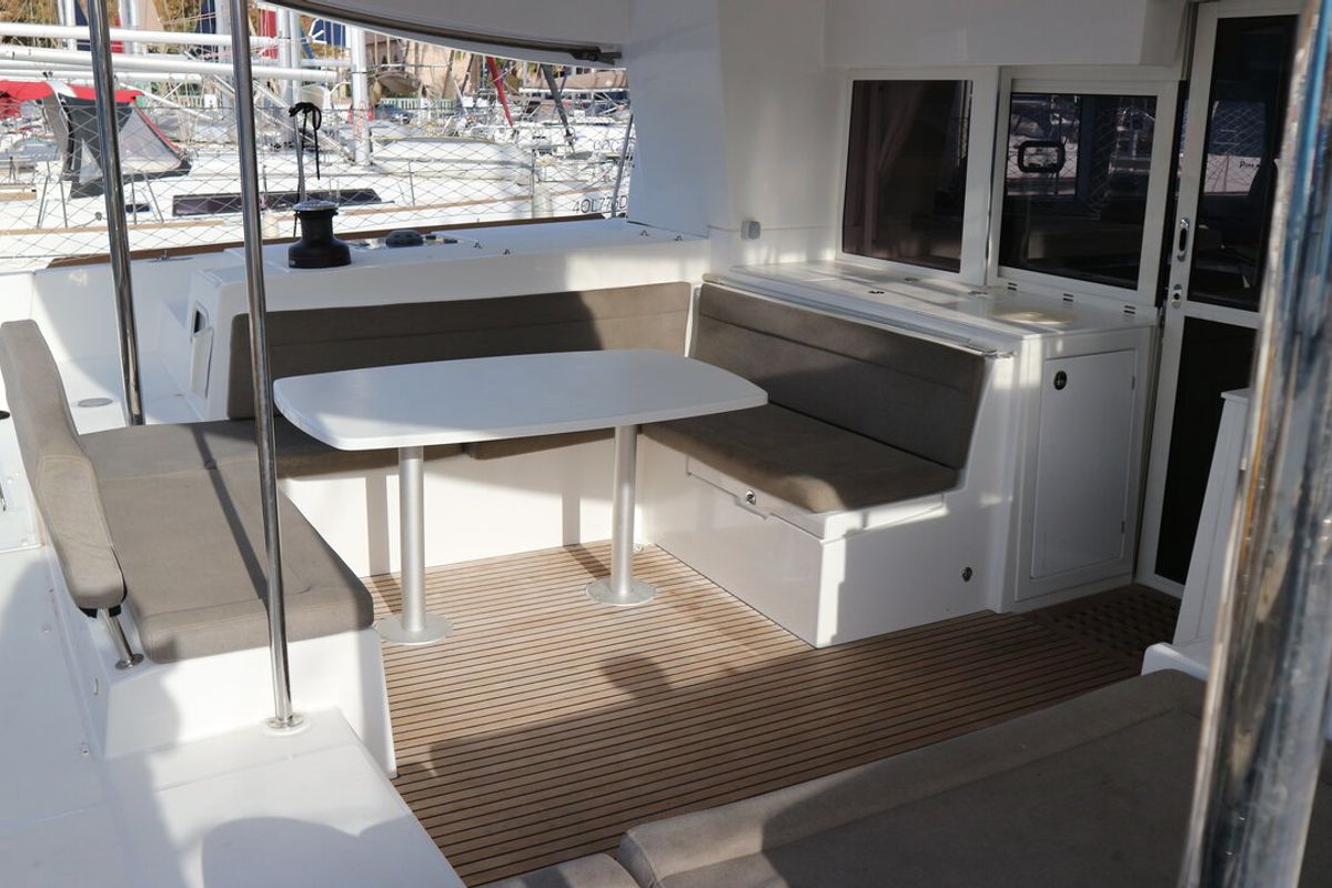 Galley of Vamos Elli, a Lagoon 450 S catamaran at Palma de Mallorca, Spain