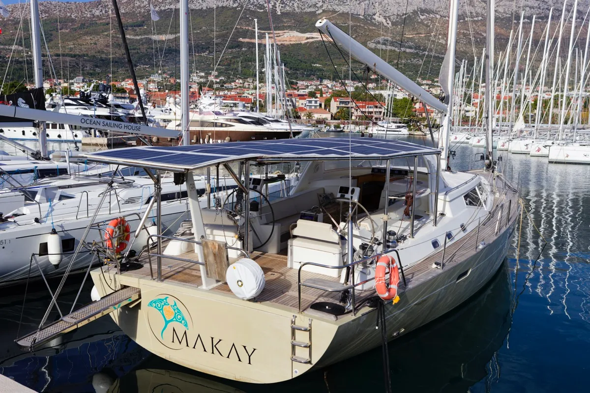 Exterior view of Makay, a Garcia Yachts Garcia 72.2 sailboat at Grad Kaštela, Croatia