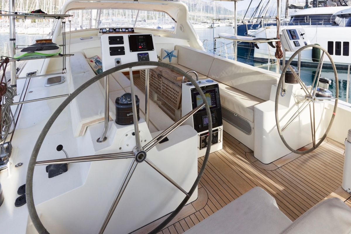 Cockpit of Makay, a Garcia Yachts Garcia 72.2 sailboat at Grad Kaštela, Croatia