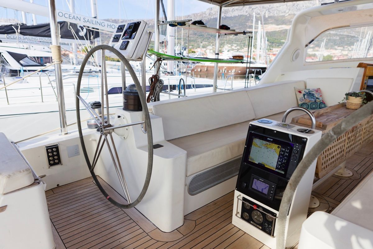 Cockpit of Makay, a Garcia Yachts Garcia 72.2 sailboat at Grad Kaštela, Croatia