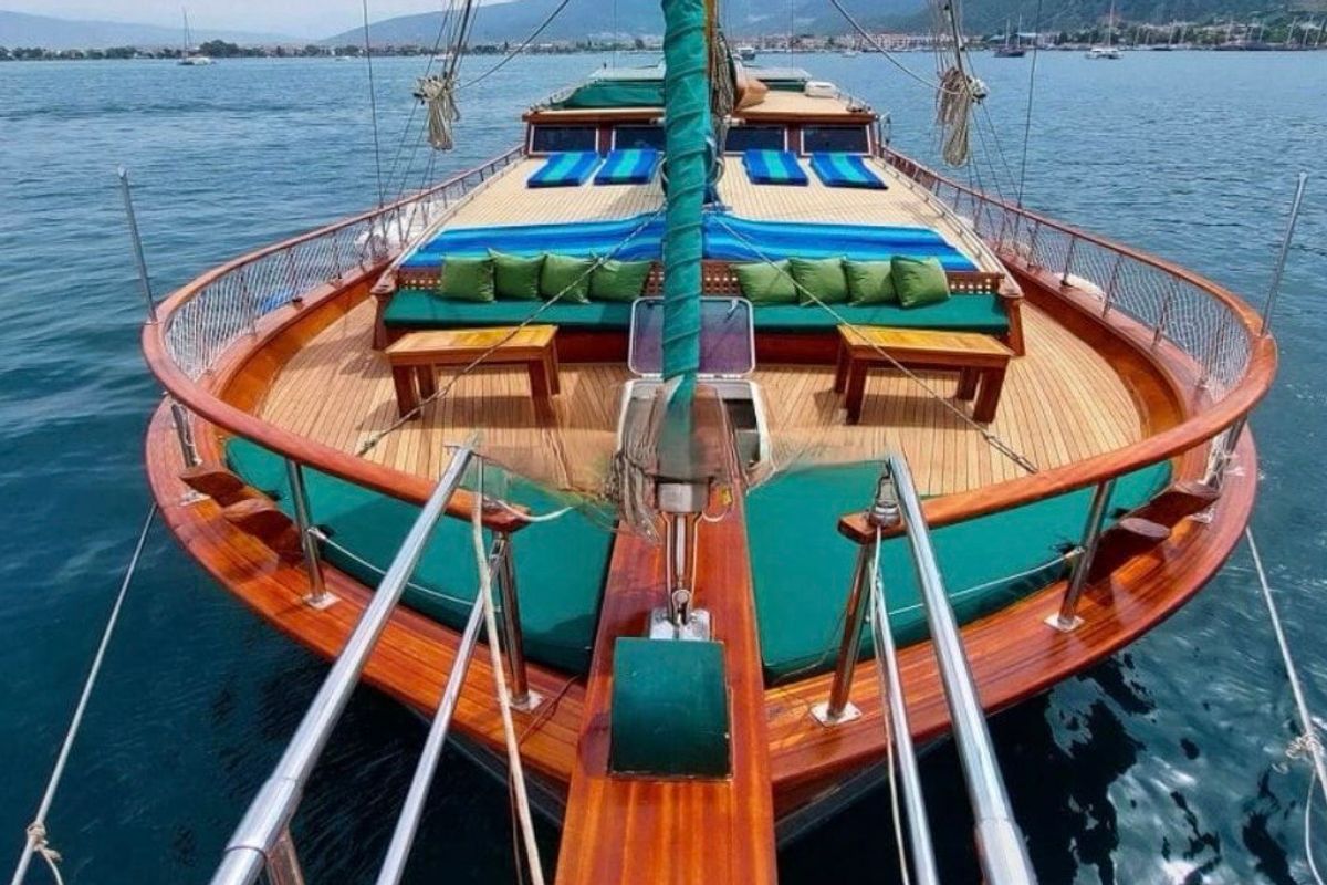 Deck of Classic, a Gulet Gulet gulet at Bodrum, Turkey