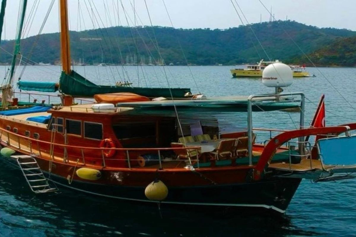 Deck of Classic, a Gulet Gulet gulet at Bodrum, Turkey