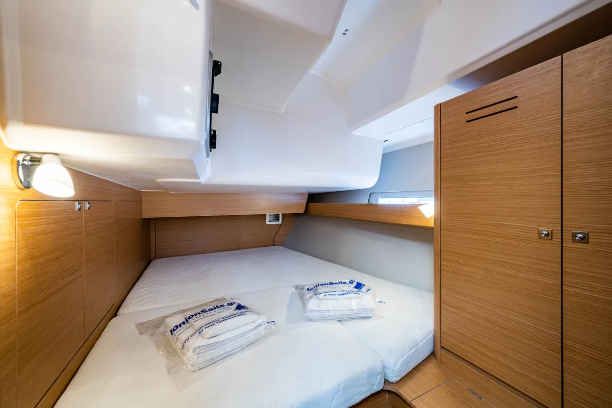 Cabin on Pulsar, a Dufour 460 Grand Large sailboat at Municipal Unit of Lefkada, Greece