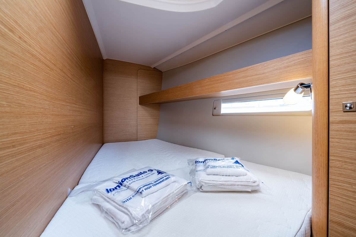 Cabin on Pulsar, a Dufour 460 Grand Large sailboat at Municipal Unit of Lefkada, Greece