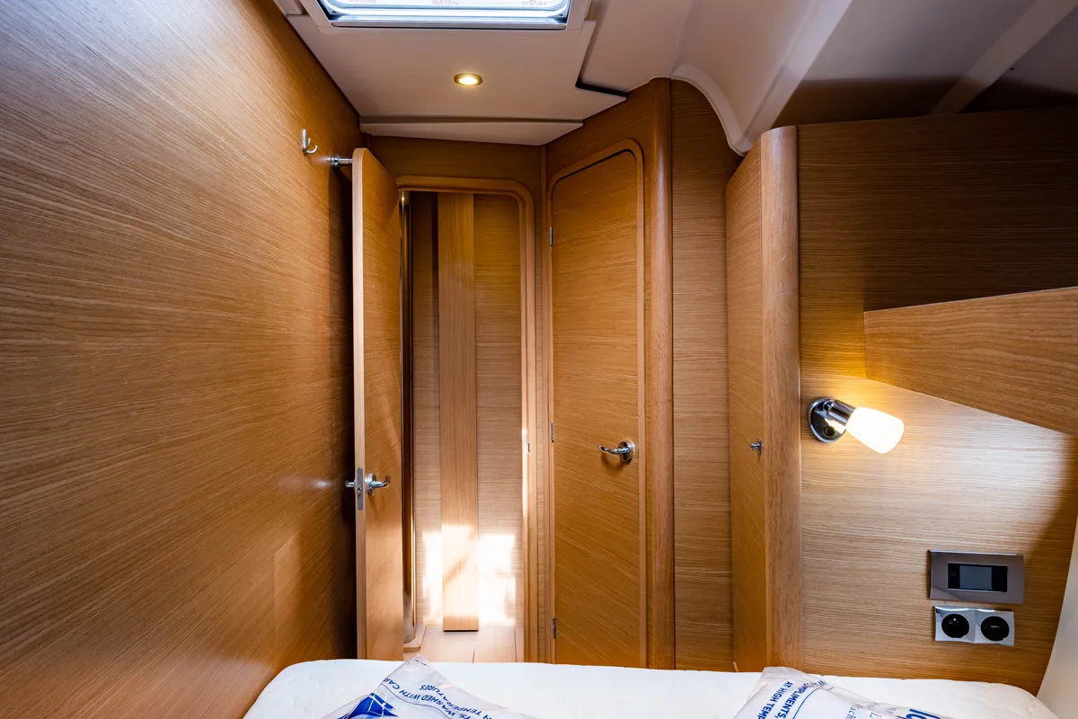Cabin on Pulsar, a Dufour 460 Grand Large sailboat at Municipal Unit of Lefkada, Greece