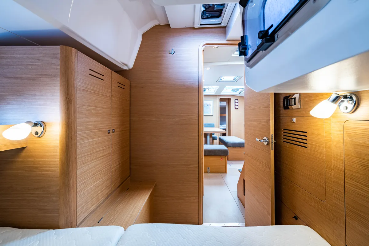 Cabin on Pulsar, a Dufour 460 Grand Large sailboat at Municipal Unit of Lefkada, Greece