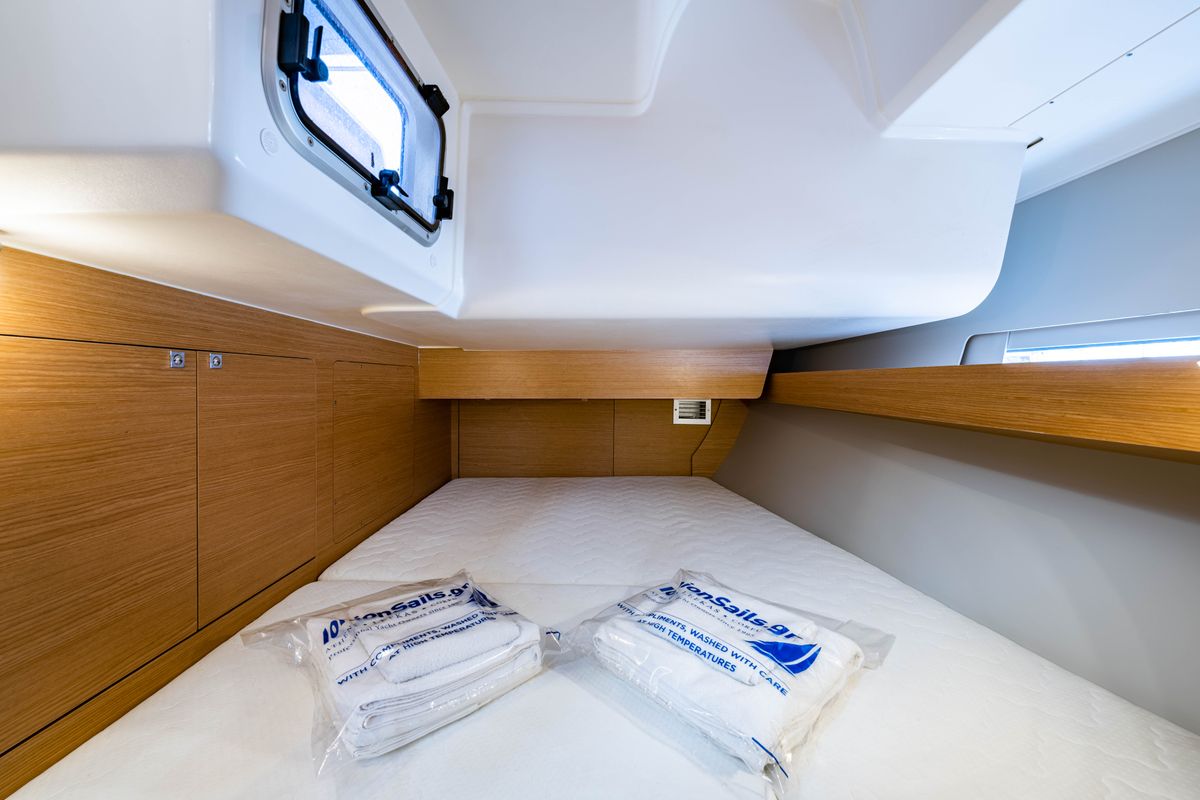 Cabin on Pulsar, a Dufour 460 Grand Large sailboat at Municipal Unit of Lefkada, Greece