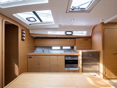 Galley of Pulsar, a Dufour 460 Grand Large sailboat at Municipal Unit of Lefkada, Greece