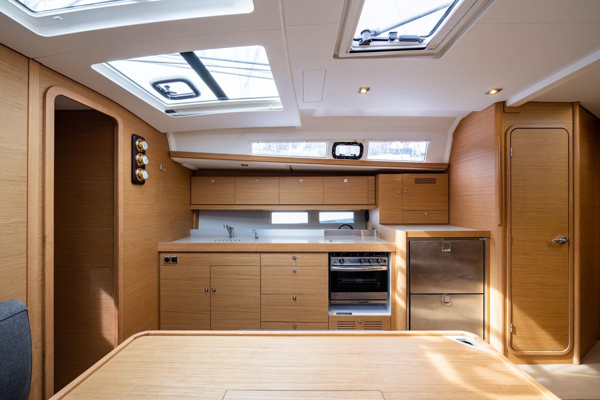 Galley of Pulsar, a Dufour 460 Grand Large sailboat at Municipal Unit of Lefkada, Greece