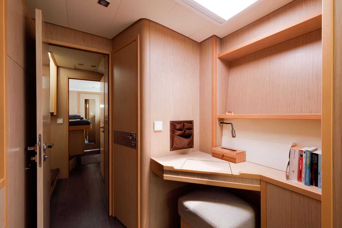 Cabin on Kepi, a Lagoon 52 catamaran at Lavreotiki Municipal Unit, Greece