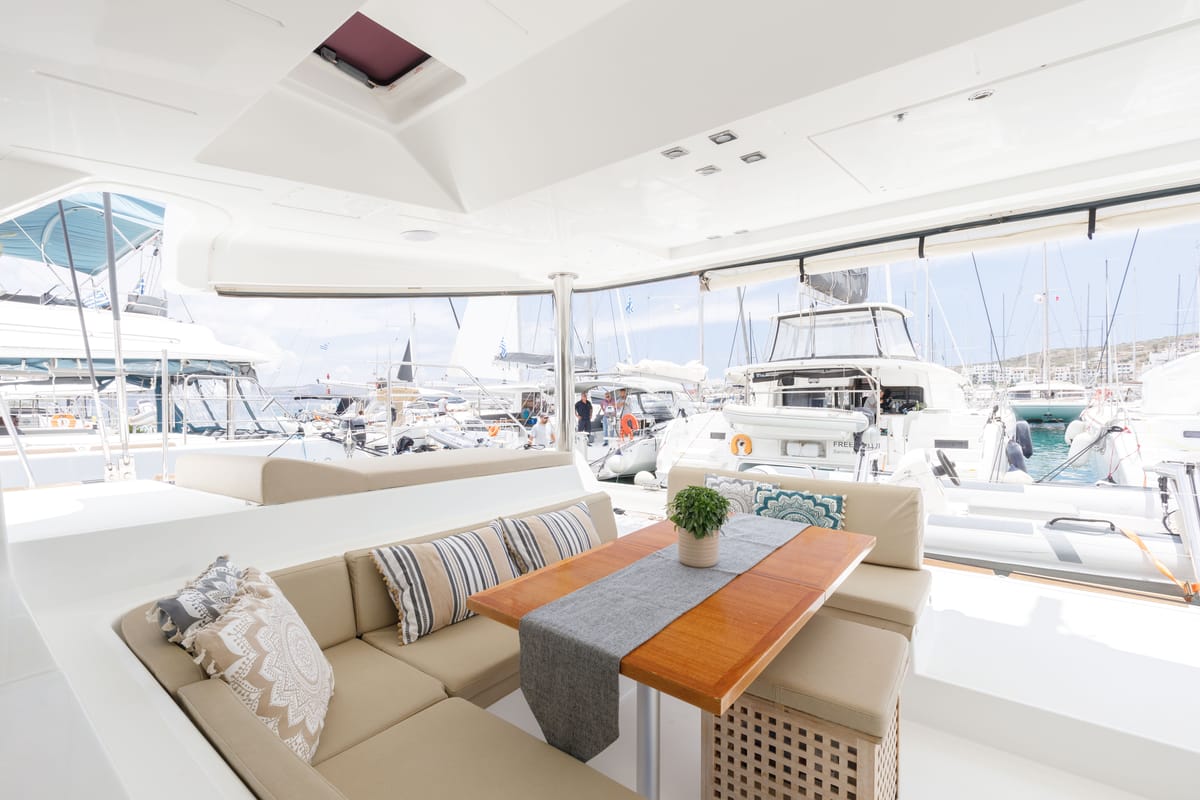 Deck of Kepi, a Lagoon 52 catamaran at Lavreotiki Municipal Unit, Greece
