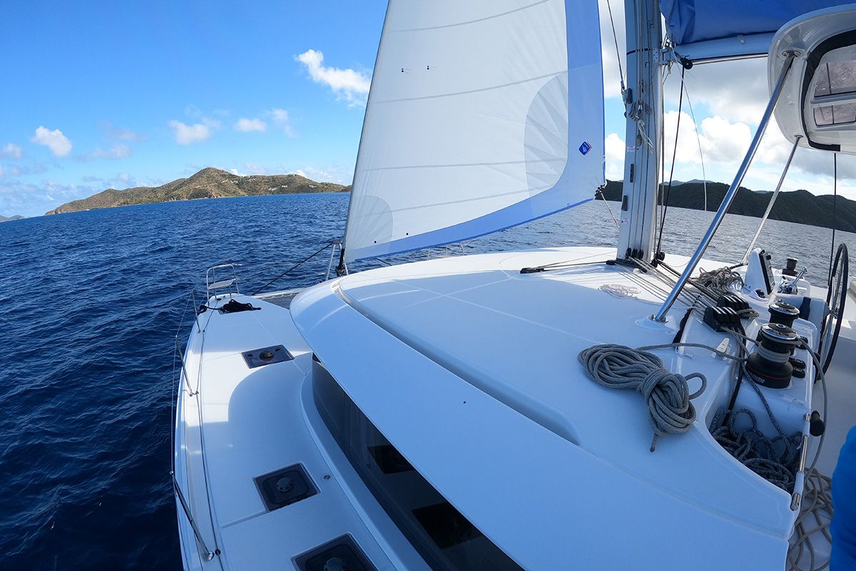 Deck of Kokomo , a Lagoon 46 catamaran at Road Town, British Virgin Islands