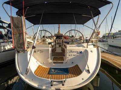 Cockpit of Danai (with Bowthruster ,Solar Panels, New Sails), a Bavaria 44 sailboat at Kavala, Greece
